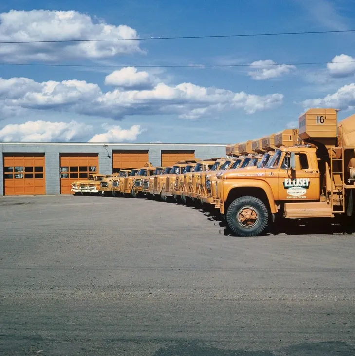 Casey Concrete fleet of trucks in the early days