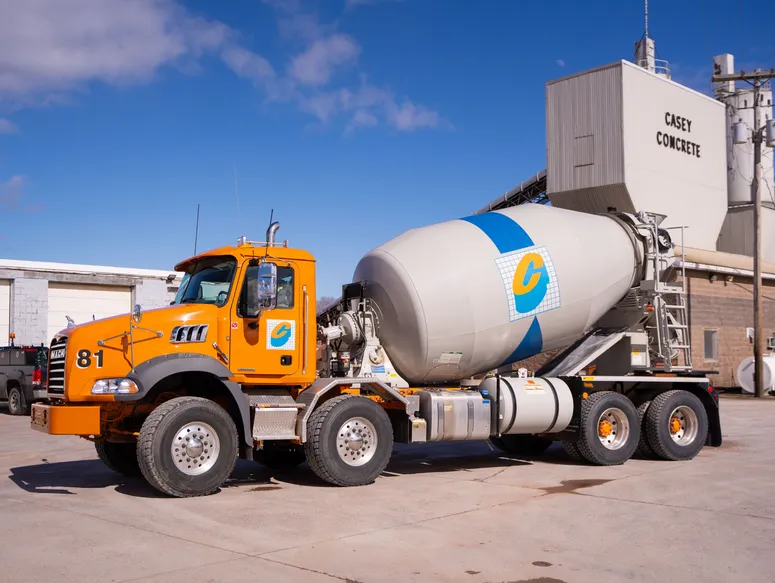 Casey Concrete mixer truck at the batch plant