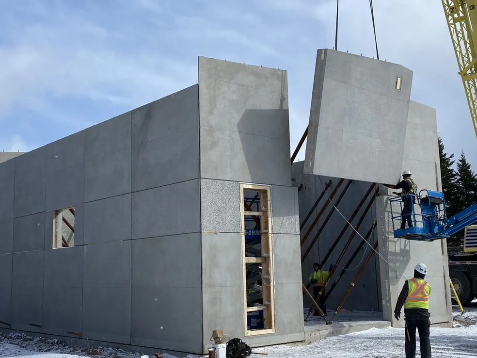 Casey Concrete precast wall panel installation on-site